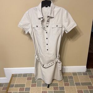 Ralph Lauren 2000 Stylish Cream Shirt Dress. 100% cotton. Kaki size 12